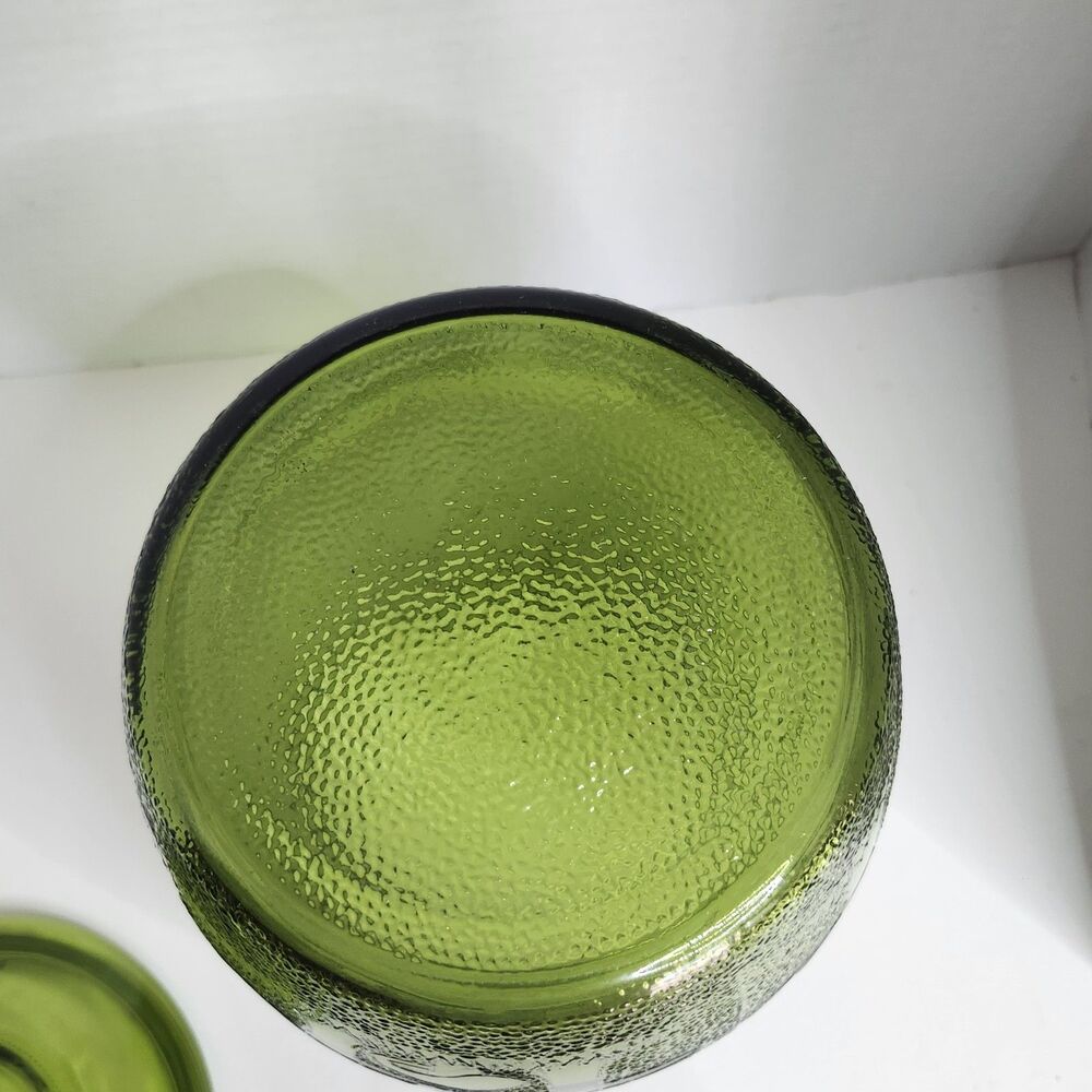 Vintage Bartlett Collins 70s Mushroom Green Glass Retro Canister with Lid - Picture 8 of 8